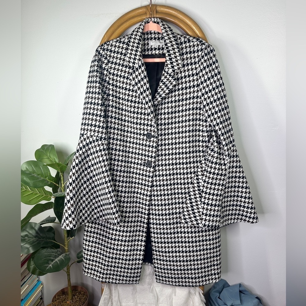 Derek Lam Houndstooth Brown Bell Sleeve Coat sz 48 / 12 - Picture 5 of 11